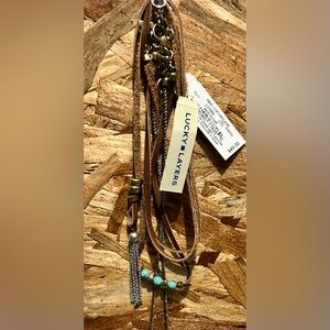 Lucky Brand layers wear 1,2or 3 leather,faux turquoise,silver NWT